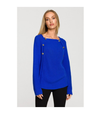 M712 Sweater with decorative buttons - sapphire