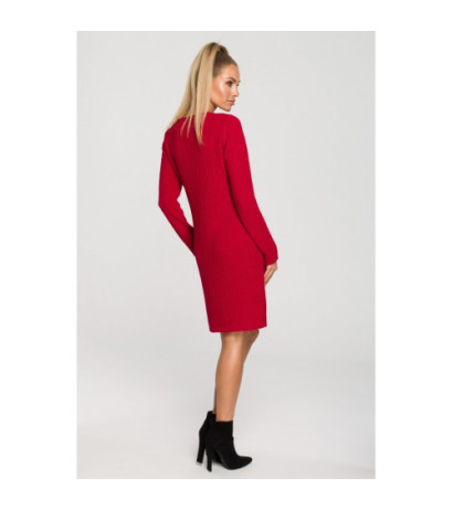 M713 Dress with plaid weave on the front - raspberry