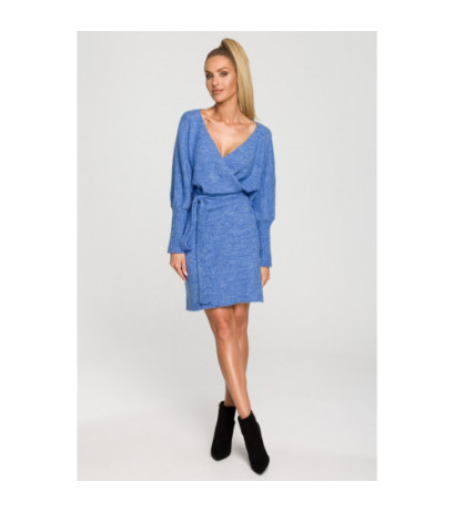 M714 Overlap sweater dress - azure