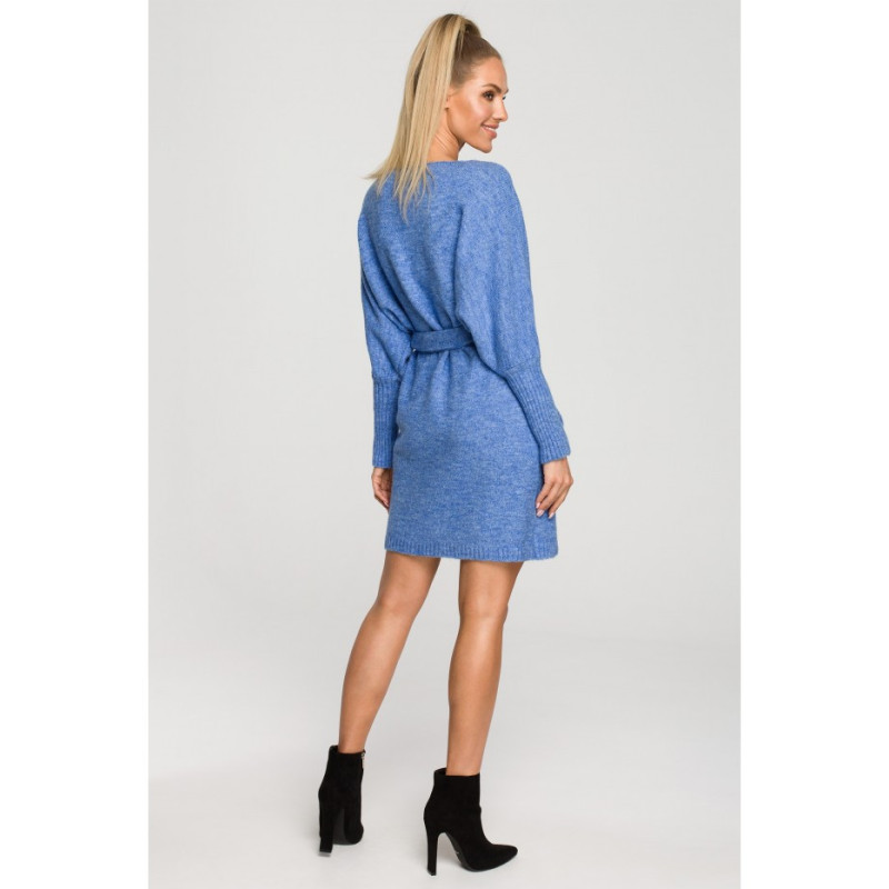 M714 Overlap sweater dress - azure