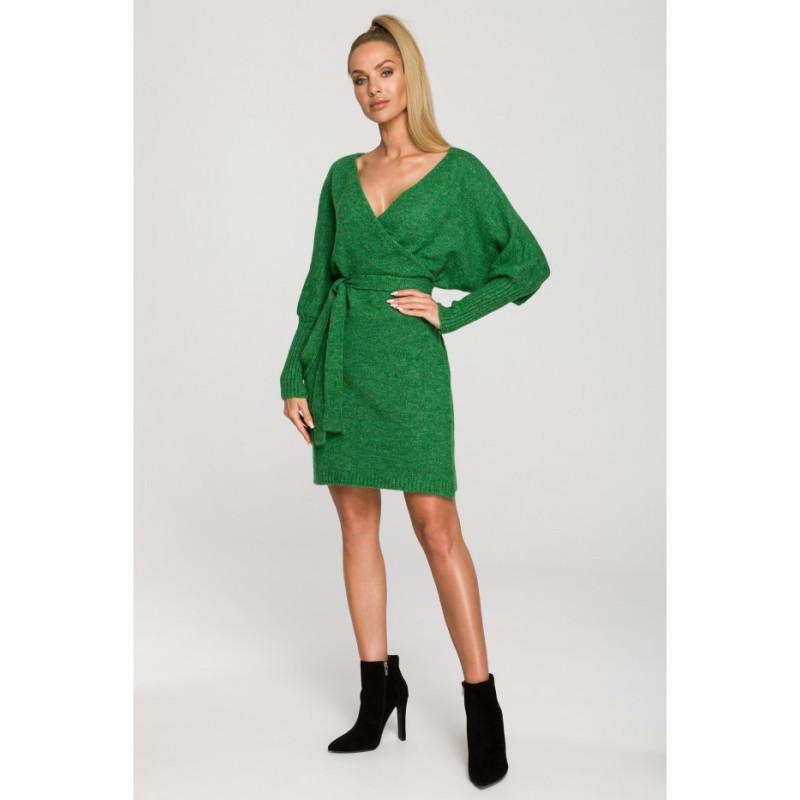 M714 Overlap sweater dress - emerald