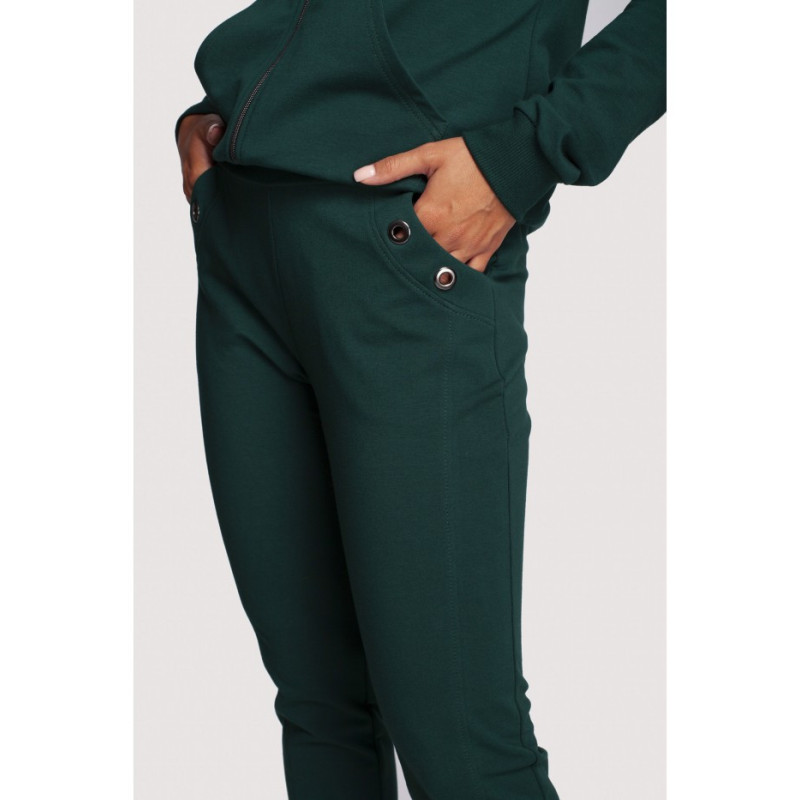 B243 Trousers with stitching on the legs - dark green