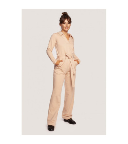 B248 Jumpsuit with collar and belt - beige