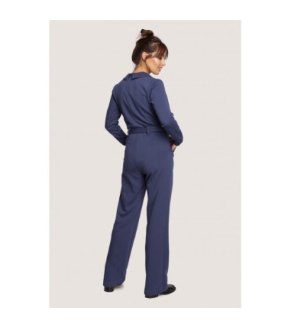 B248 Jumpsuit with collar and belt - blue