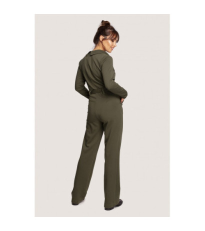 B248 Jumpsuit with collar and belt - olive green