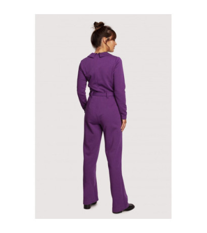 B248 Jumpsuit ar apkakli un jostu - violets