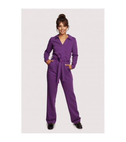 B248 Jumpsuit ar apkakli un jostu - violets