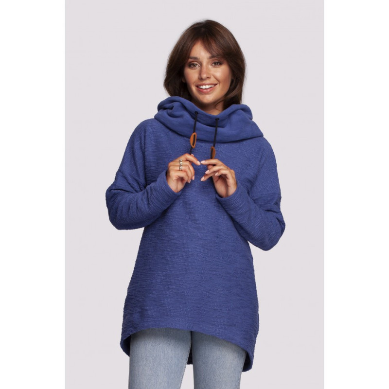 B249 Sweatshirt with chimney and hood - indigo