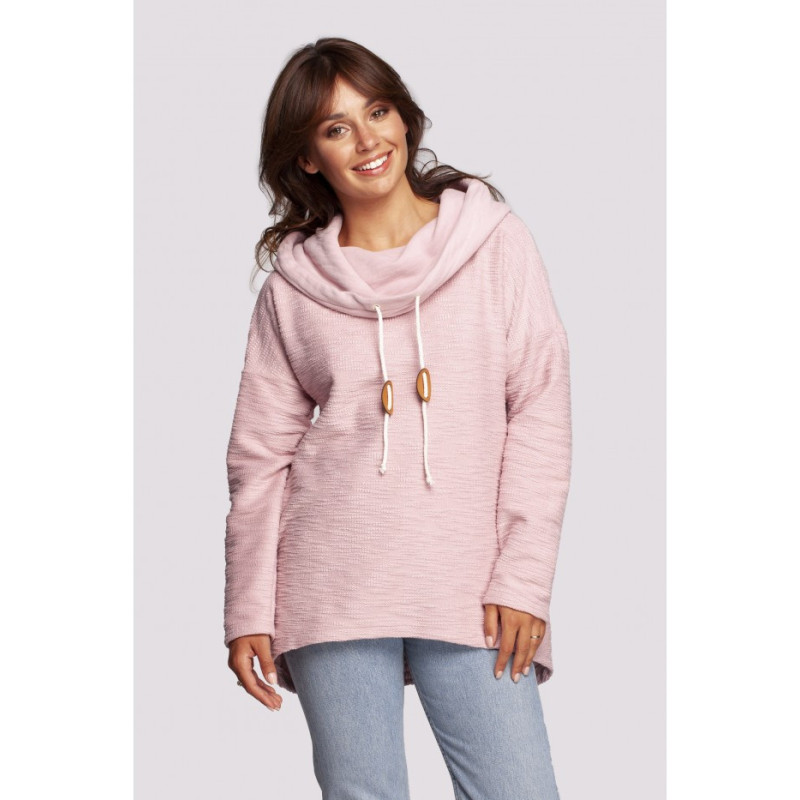 B249 Sweatshirt with chimney and hood - powder blue