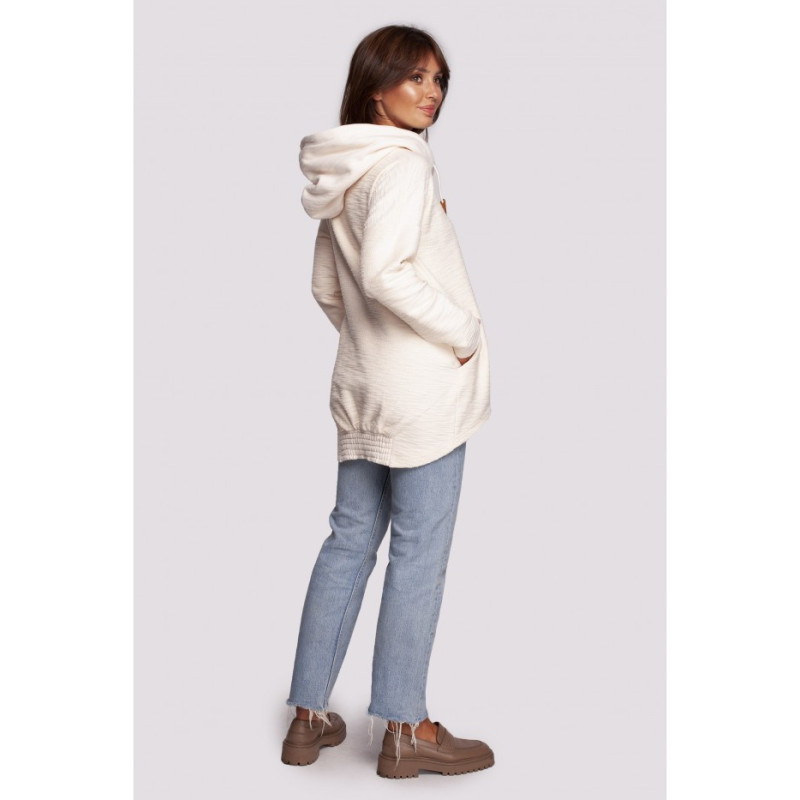 B249 Sweatshirt with chimney and hood - vanilla