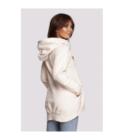 B249 Sweatshirt with chimney and hood - vanilla