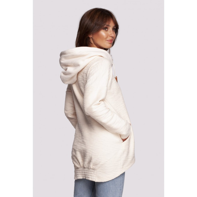 B249 Sweatshirt with chimney and hood - vanilla