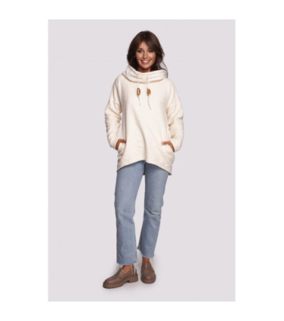 B249 Sweatshirt with chimney and hood - vanilla