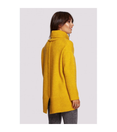 BK086 Sweater with turtleneck and back slit - honey