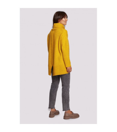 BK086 Sweater with turtleneck and back slit - honey