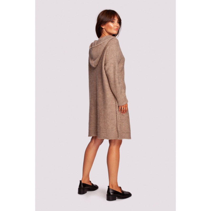 BK089 Hooded dress sweater - light brown