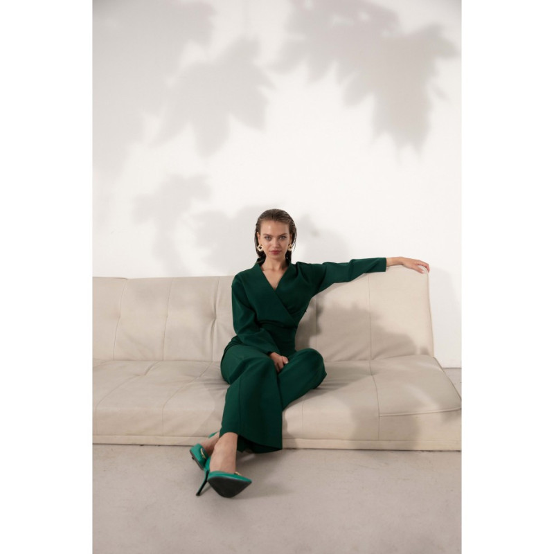 K147 Wide-legged jumpsuit - bottle green