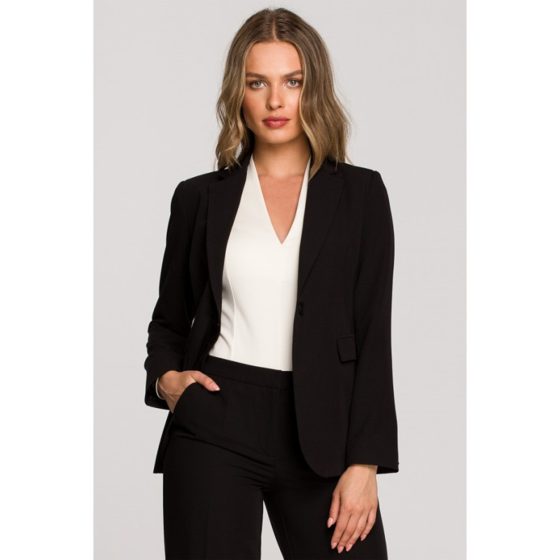 S310 Plain one-button jacket - black