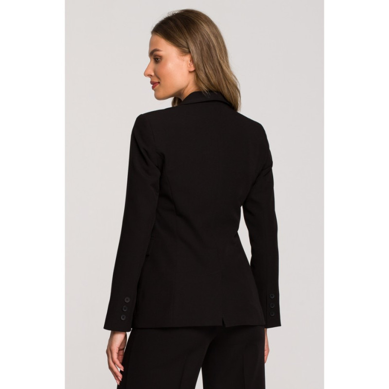 S310 Plain one-button jacket - black