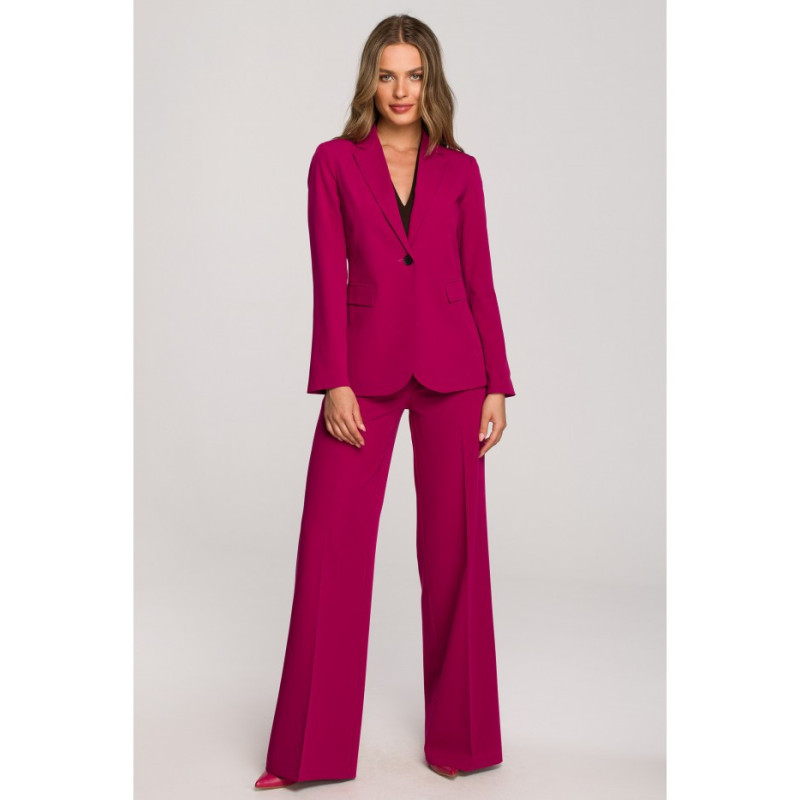 S310 Plain one-button jacket - plum