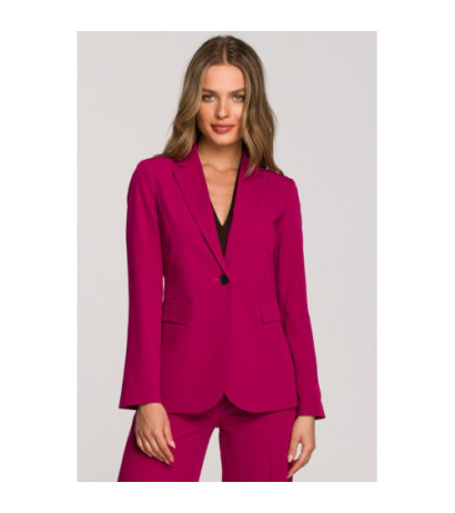 S310 Plain one-button jacket - plum