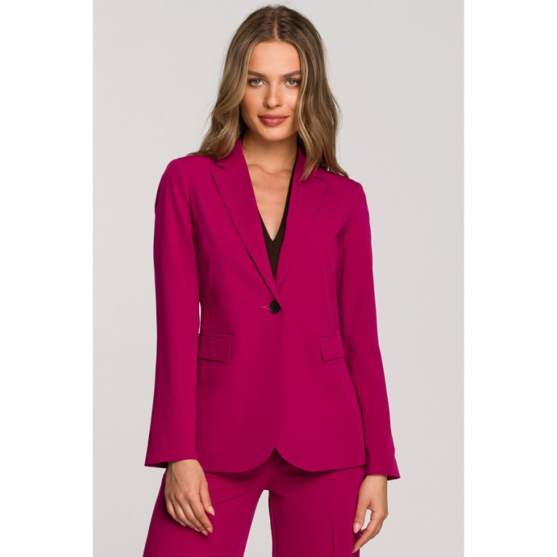 S310 Plain one-button jacket - plum