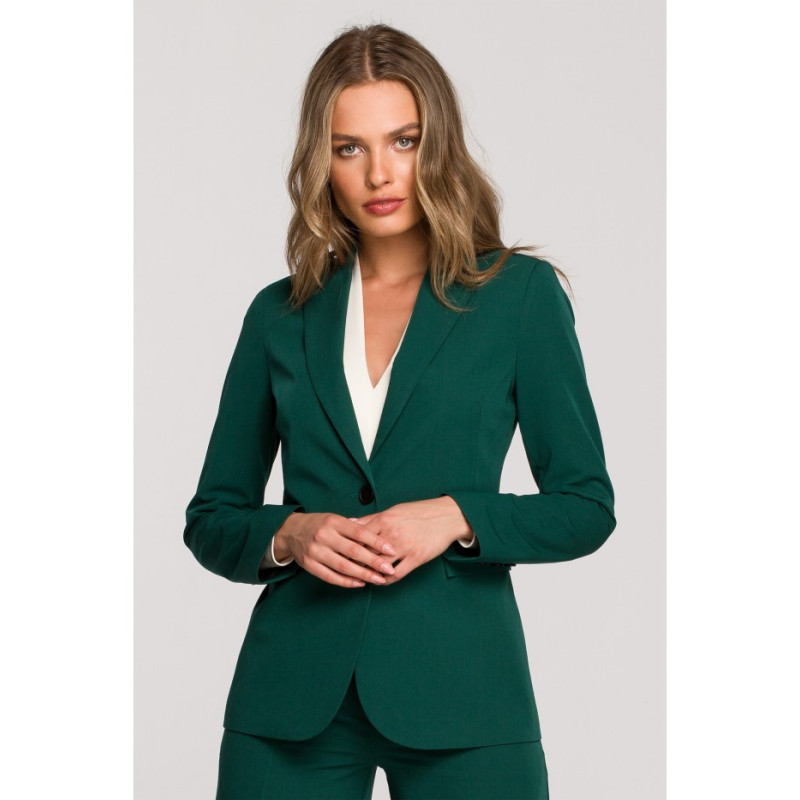 S310 Plain one-button jacket - green