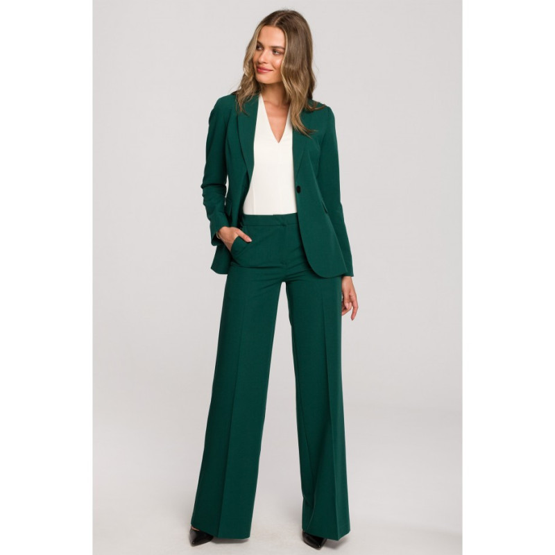 S310 Plain one-button jacket - green