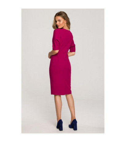 S313 Dress with envelope neckline - plum