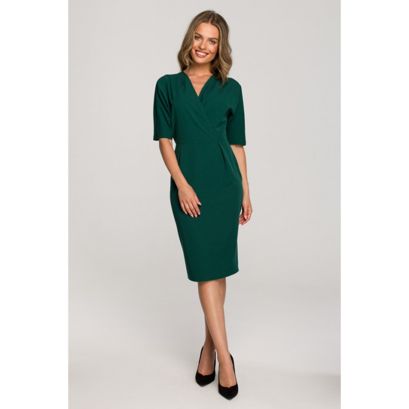 S313 Dress with envelope neckline - green