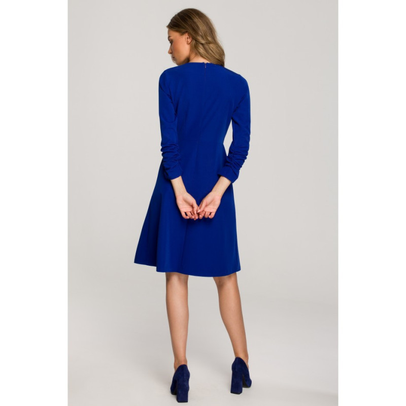 S325 Dress with binding at neckline - cornflower