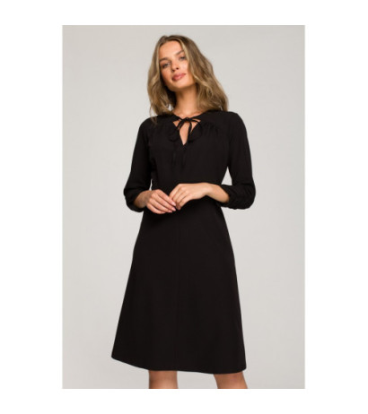 S325 Dress with binding at neckline - black