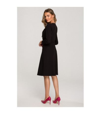 S325 Dress with binding at neckline - black