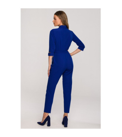 S316 Shawl collar jumpsuit - cornflower