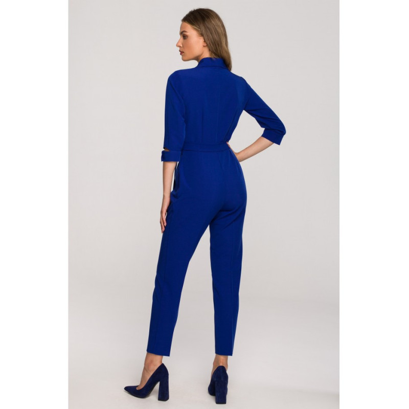 S316 Shawl collar jumpsuit - cornflower