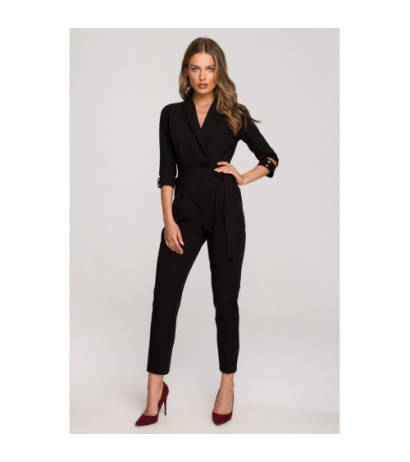 S316 Shawl collar jumpsuit - black