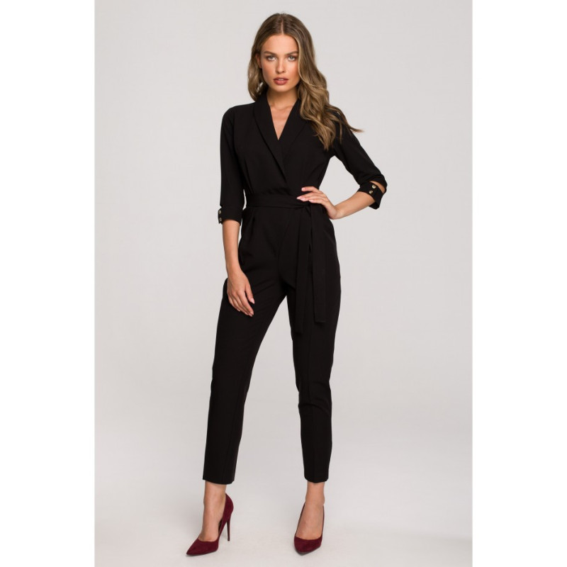 S316 Shawl collar jumpsuit - black