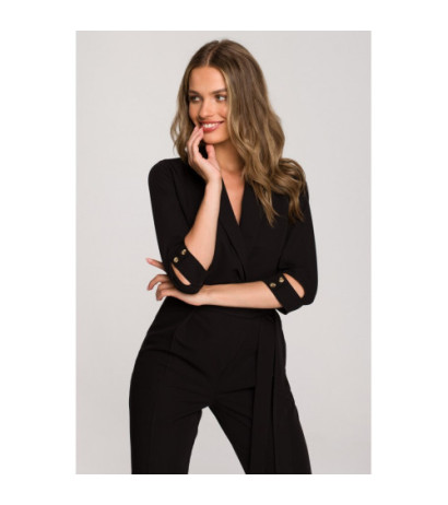 S316 Shawl collar jumpsuit - black