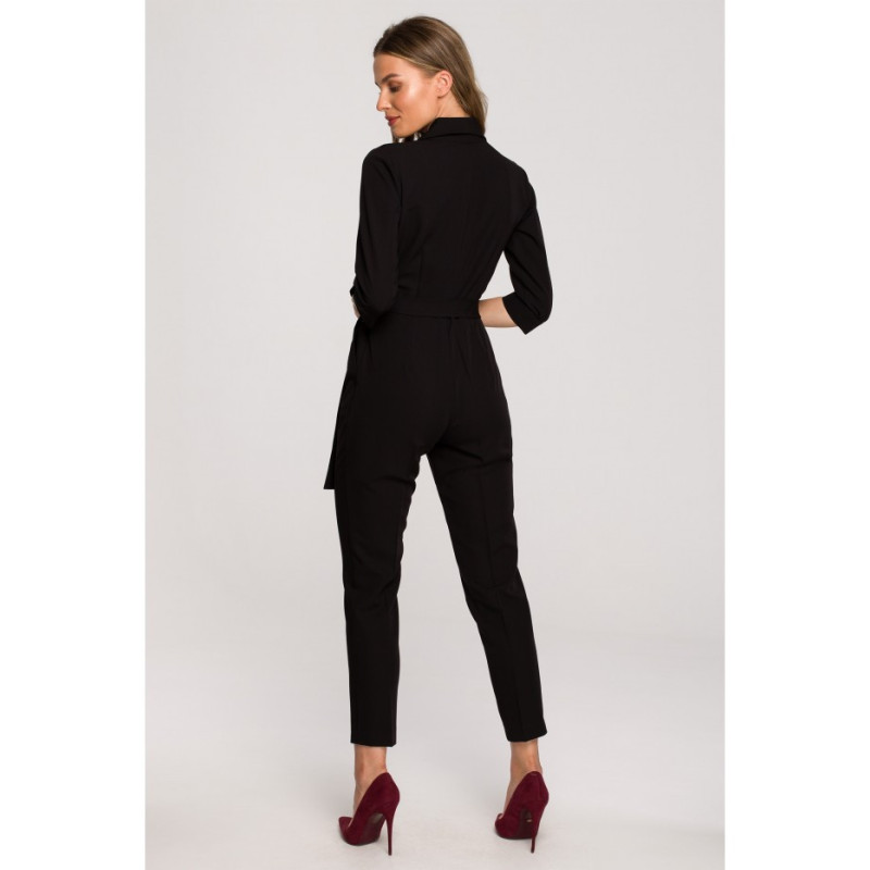 S316 Shawl collar jumpsuit - black