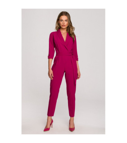 S316 Shawl collar jumpsuit - plum