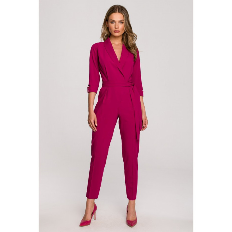 S316 Shawl collar jumpsuit - plum