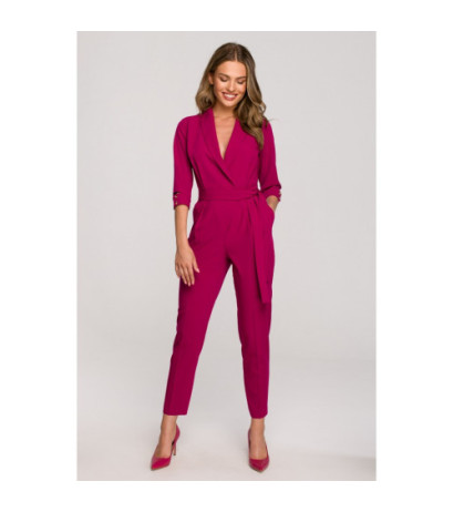 S316 Shawl collar jumpsuit - plum