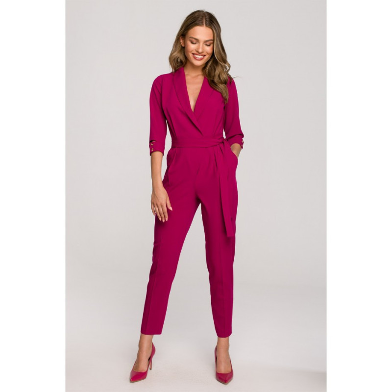 S316 Shawl collar jumpsuit - plum