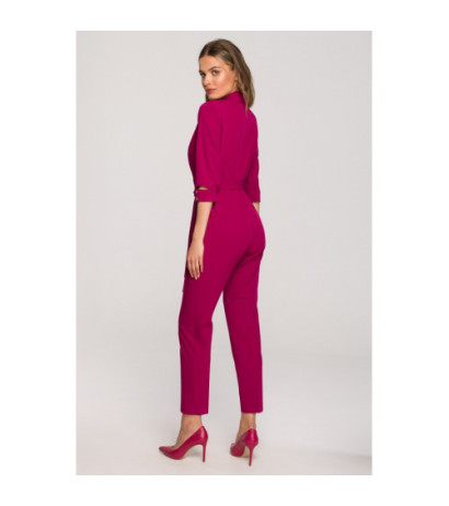 S316 Shawl collar jumpsuit - plum