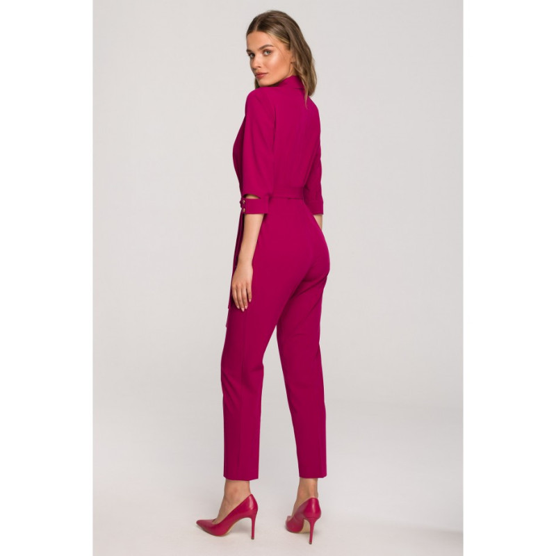 S316 Shawl collar jumpsuit - plum