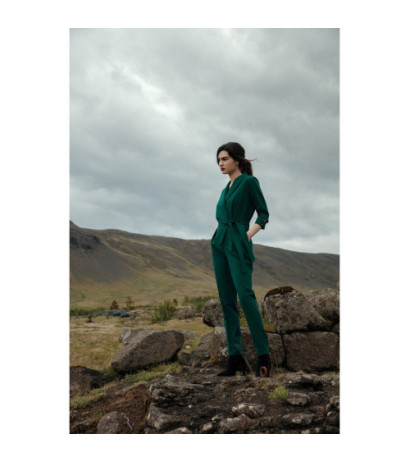 S316 Jumpsuit with shawl collar - green