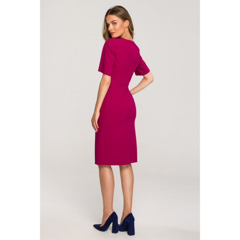 S317 Dress with overlap skirt - plum