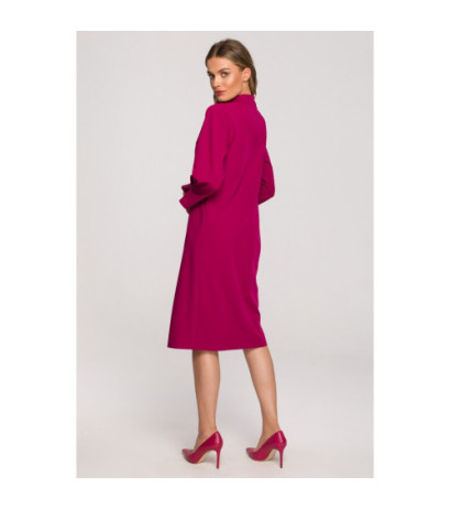 S318 Dress with decorative pleats - plum