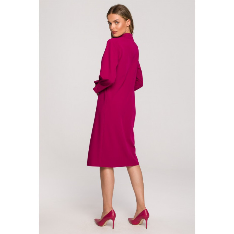 S318 Dress with decorative pleats - plum