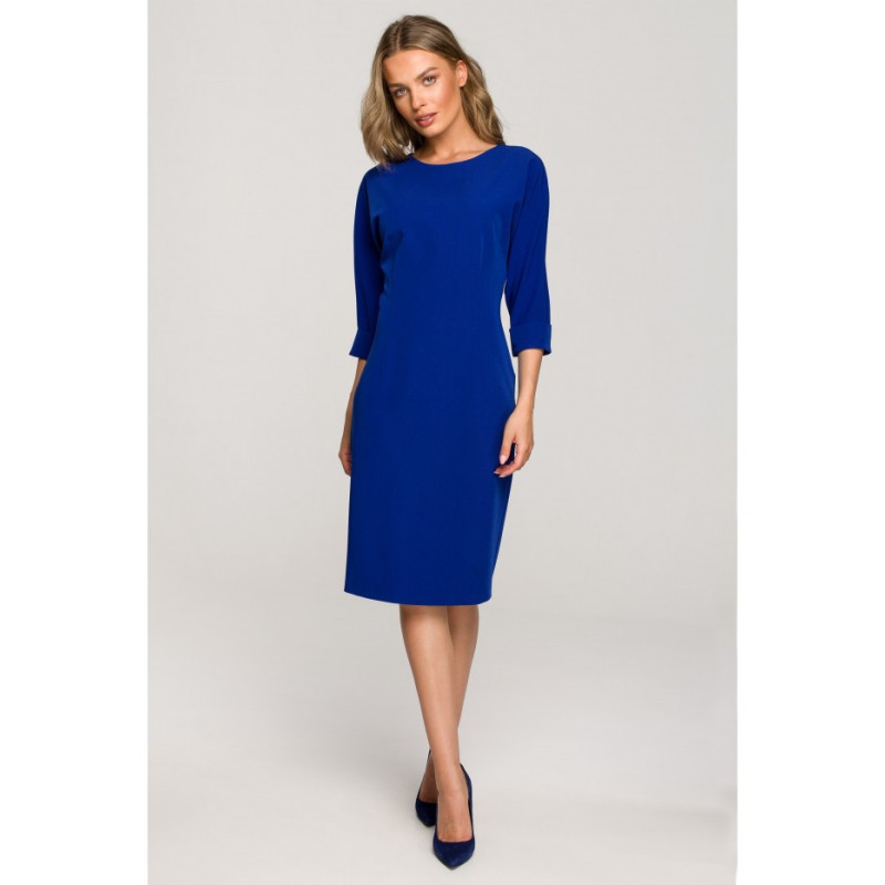 S324 Dress with kimono sleeves plain - cornflower